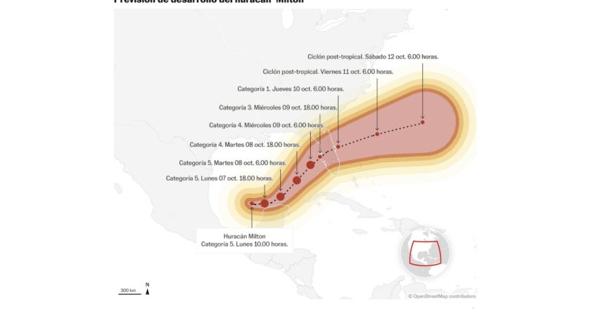 El huracán ‘Milton’ se intensifica rápidamente a categoría 5 en el Golfo de México