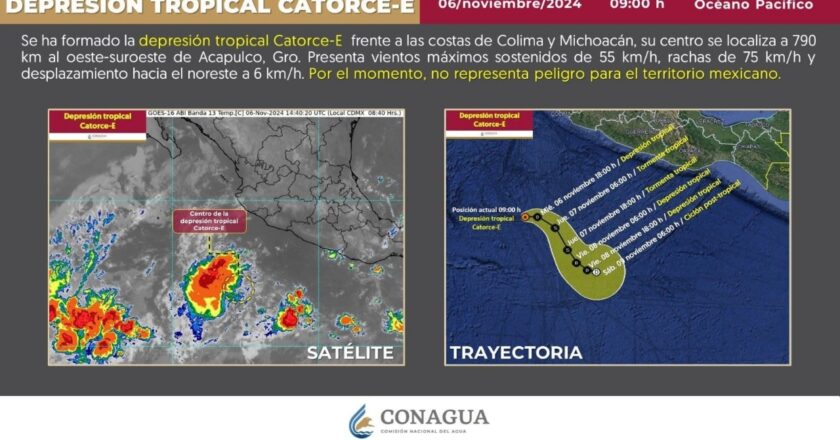 ¡Alerta! Se forma la Depresión Tropical Catorce-E en el Pacífico Mexicano