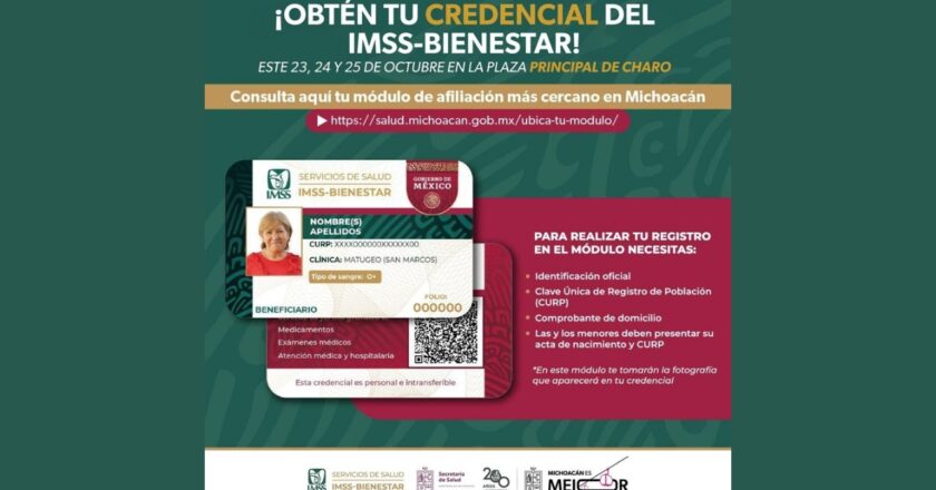 Ubica los 45 módulos en Michoacán para tramitar la credencial del IMSS-Bienestar