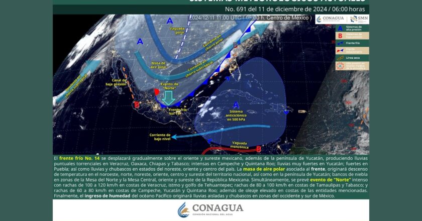 ¡Alerta Climática! Frente Frío No. 14 trae heladas de -15°C, lluvias torrenciales y vientos