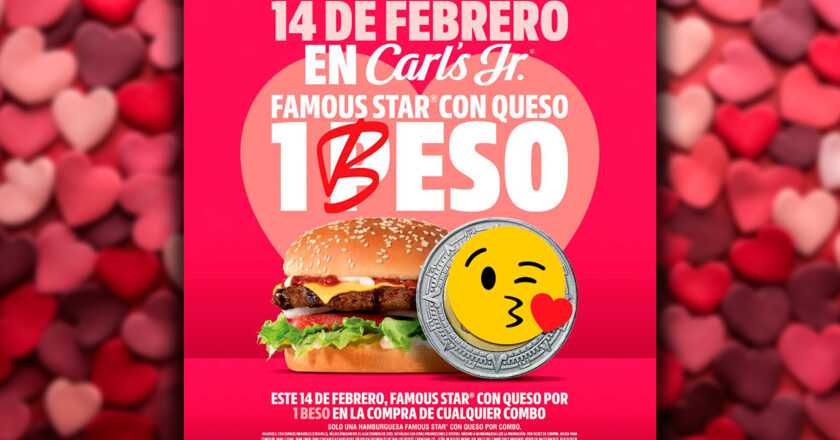 San Valentín en Carl’s Jr.: Regala una hamburguesa a cambio de un beso este 14 de febrero